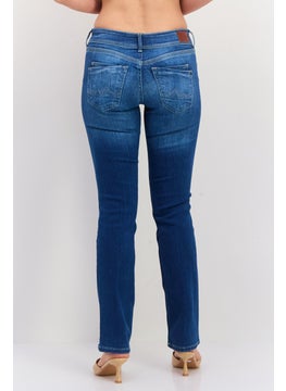 Pepe Jeans Women Straight FIt Washed Stretchable Jeans, Blue  - Image 2