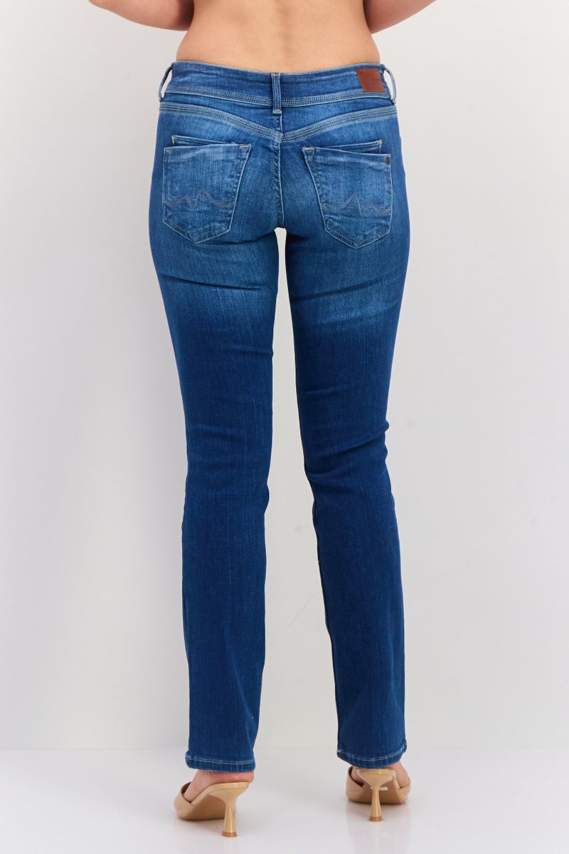 Pepe Jeans جينز نسائي مستقيم قابل للتمدد، مغسول، أزرق - Image 2