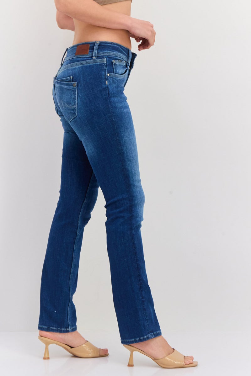 Pepe Jeans جينز نسائي مستقيم قابل للتمدد، مغسول، أزرق - Image 4