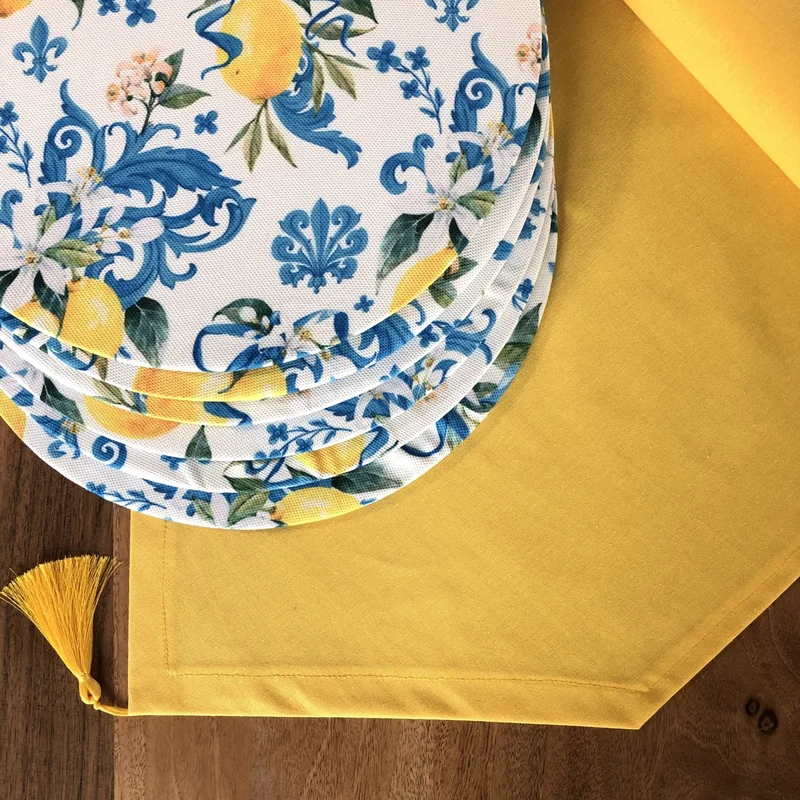 Desenİzmir PatternIzmir Placemat Lemon Blossom Pattern Set 6 Tableware and Runner Cover Combination 2