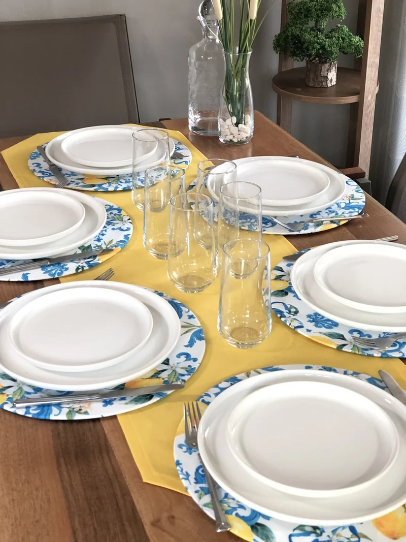 Desenİzmir PatternIzmir Placemat Lemon Blossom Pattern Set 6 Tableware and Runner Cover Combination 2