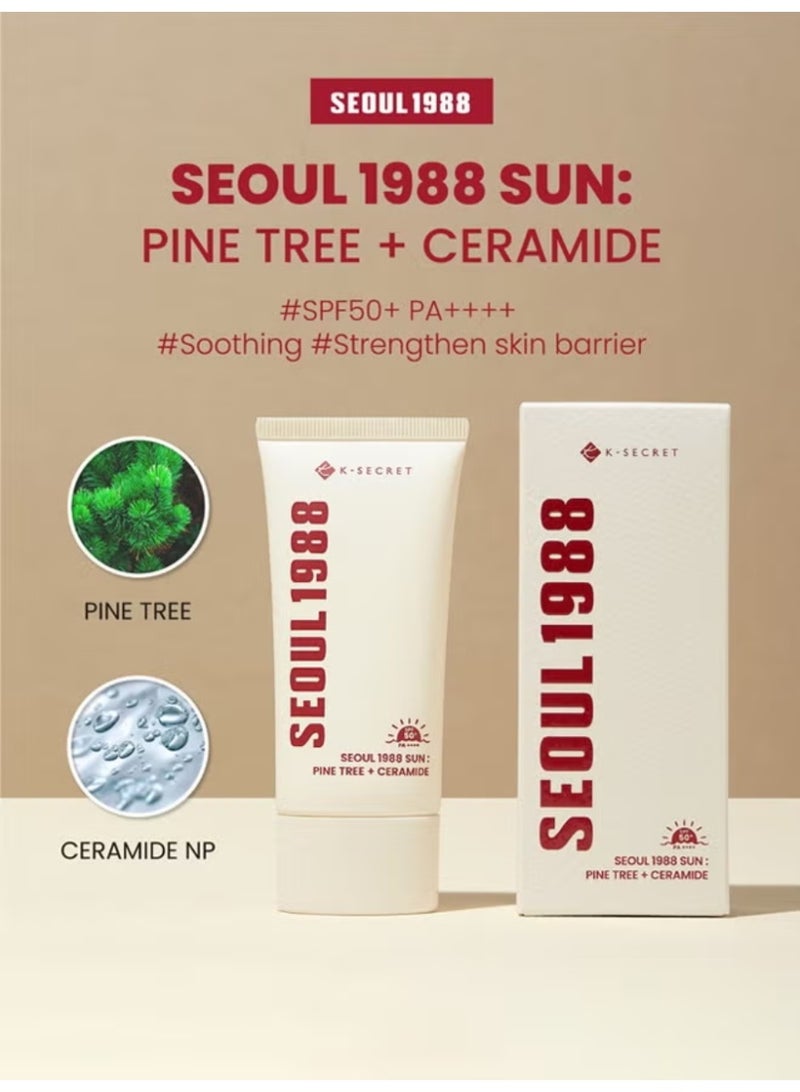 K-SECRET SEOUL1988 SUN: Pine Tree & Ceramide Sunscreen - High Protection, Barrier Repair, Fights Photoaging - Image 2