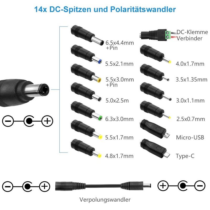 شنيت بور مزود طاقة عالمي، 3.5V ~ 12V، 120W، 10A، محول AC/DC، مع 14 محولًا للأجهزة الإلكترونية من 3.5V إلى 12V، إطار الصورة، كاميرا الأطفال وشريط LED - Image 4