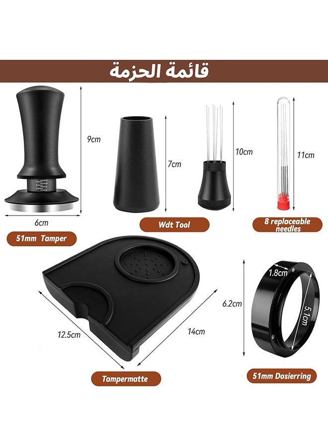 Arabest Coffee Espresso Tamper Set, Coffee Presser Tool Coffee Accessories 51mm Espresso Tamper & WDT Tool, Espresso Dosing Funnel, Silicone Gel Coffee Tamper Mat - Image 2