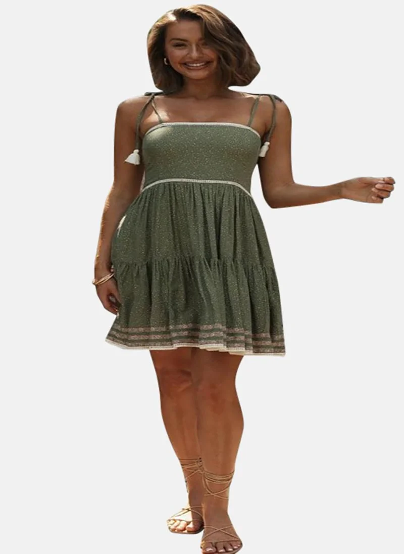 YUNIQEE Green Striped Fit & Flare Dress