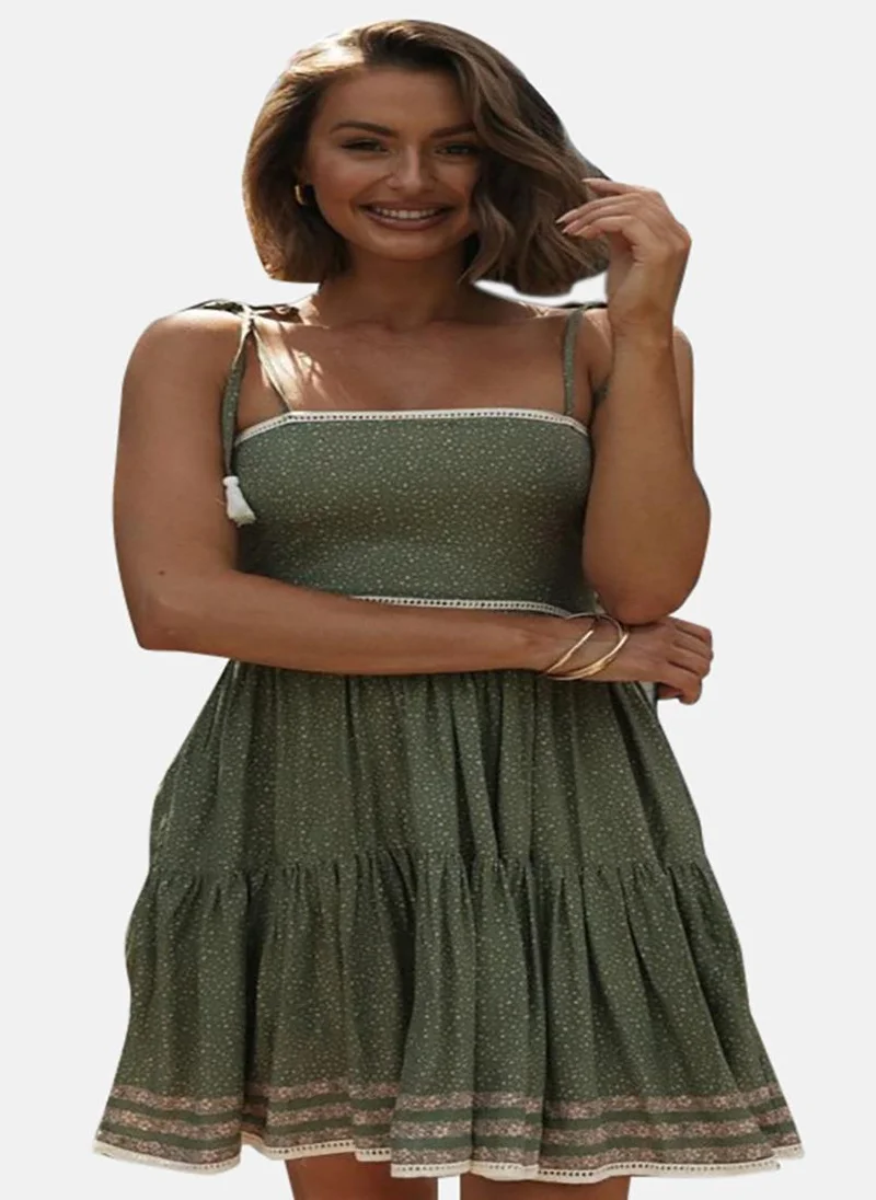 YUNIQEE Green Striped Fit & Flare Dress