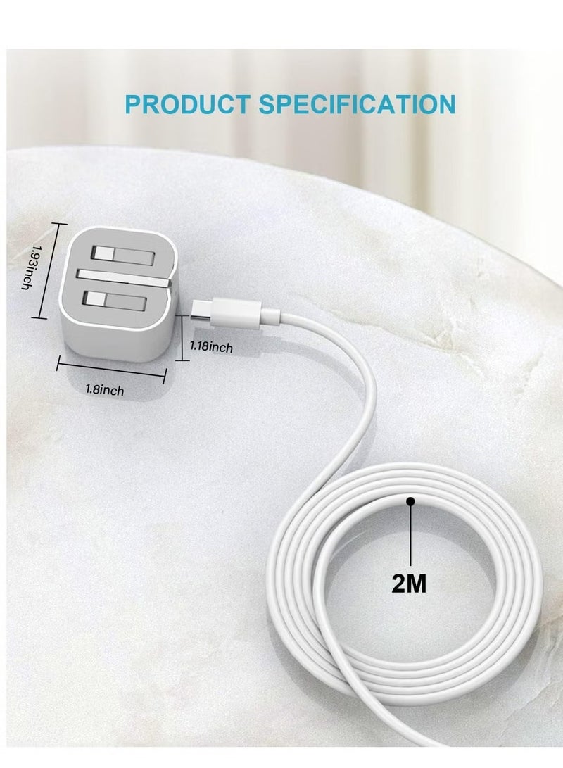 TIGER 20W USB-C Fast Charger for iPhone with 2M Cable | Power Adapter & USB-C to Lightning Charging Cord | Compatible with iPhone 14, 13, 12 Pro Max, Mini, 11, XS, SE, 8 | Quick Charge, Safe & Reliable  - Image 2