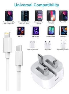 Generic iPhone Fast Charger, iPhone Charger Plug and Cable 2M [Apple MFi Certified], HOSOW 20W USB C Fast Charger iPhone Power Adapter with USB C to Lightning Cable for iPhone 14 13 12 Pro Max/Mini/11/XS/SE/8  - Image 3
