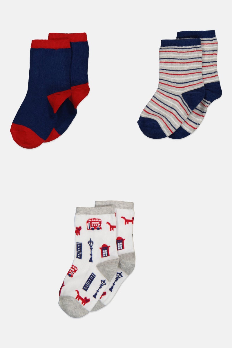 Joe Boxer Toddlers Boy 3 Pairs Graphic Print Crew Socks, Multicolor - Image 3