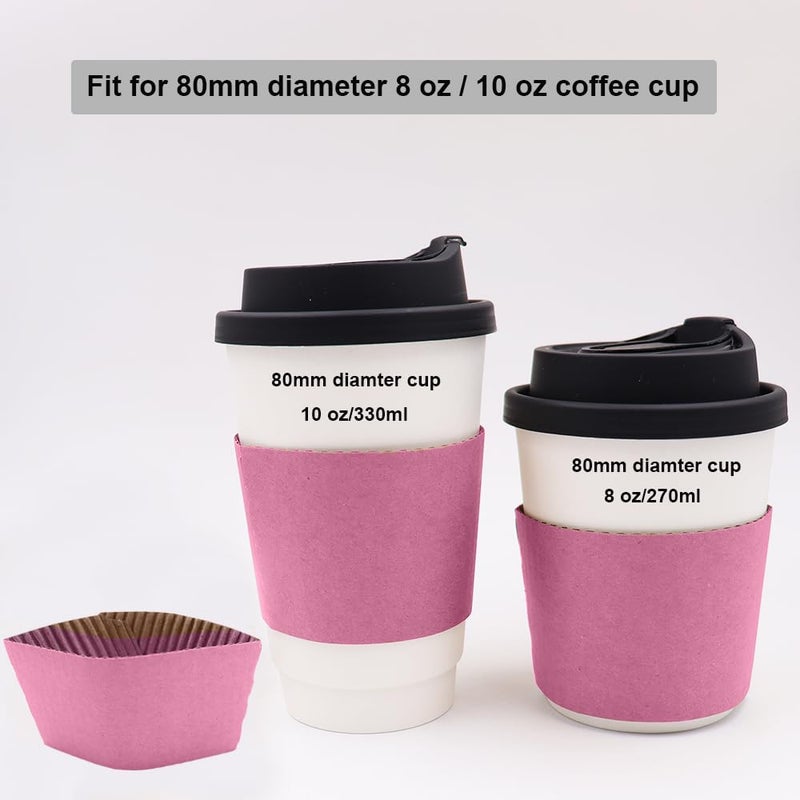 EchoDone 8 oz Disposable Coffee Cup Sleeves for Hot Drinks Paper Corrugated Cup Jackets 200 Count Color Pink Fit 80mm diameter Cup 270ml or 330ml - Image 4