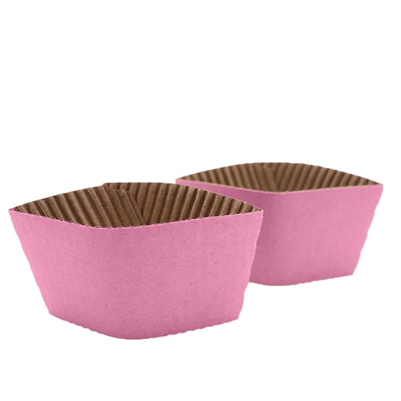 EchoDone 8 oz Disposable Coffee Cup Sleeves for Hot Drinks Paper Corrugated Cup Jackets 200 Count Color Pink Fit 80mm diameter Cup 270ml or 330ml - Image 2