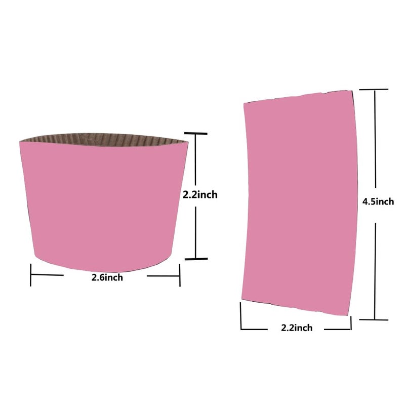EchoDone 8 oz Disposable Coffee Cup Sleeves for Hot Drinks Paper Corrugated Cup Jackets 200 Count Color Pink Fit 80mm diameter Cup 270ml or 330ml - Image 1