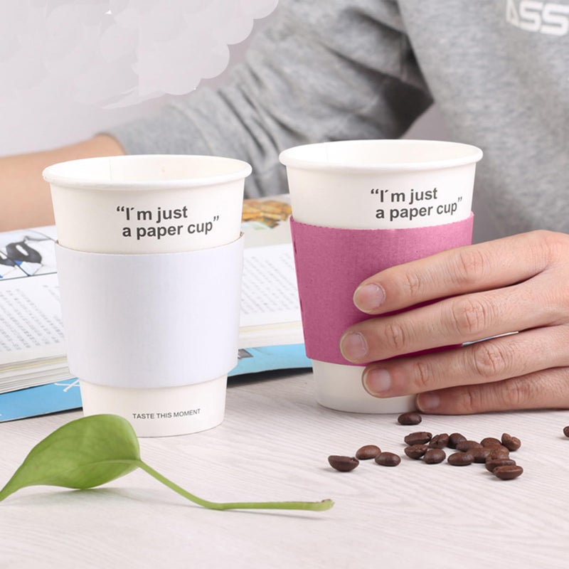 EchoDone 8 oz Disposable Coffee Cup Sleeves for Hot Drinks Paper Corrugated Cup Jackets 200 Count Color Pink Fit 80mm diameter Cup 270ml or 330ml - Image 3
