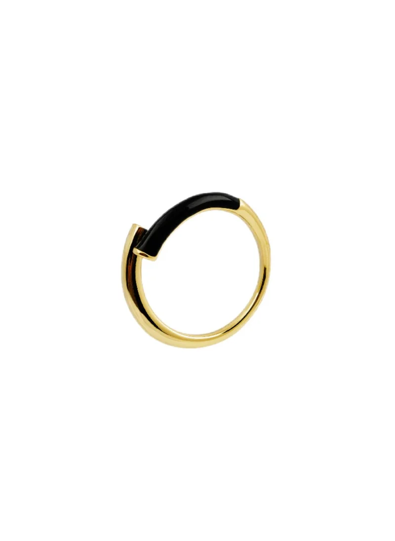 AMIE Dubai Black Open ring w/enamel black for Women | Best Price UAE