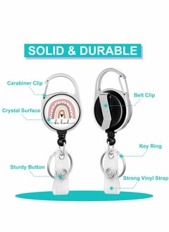 Y&D ID Badge Holder with Lanyard and Retractable Reel Clip, Boho Card Name Tag Vertical Protector Bage Clips for Nurse Nursing Doctor Student  - Image 5