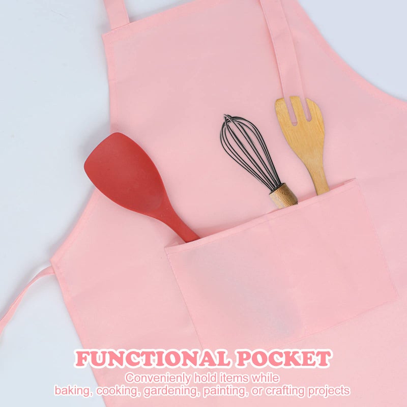 SUNLAND Kids Apron and Hat Set Children Chef Apron for Cooking Baking Painting(Pink S) - Image 2