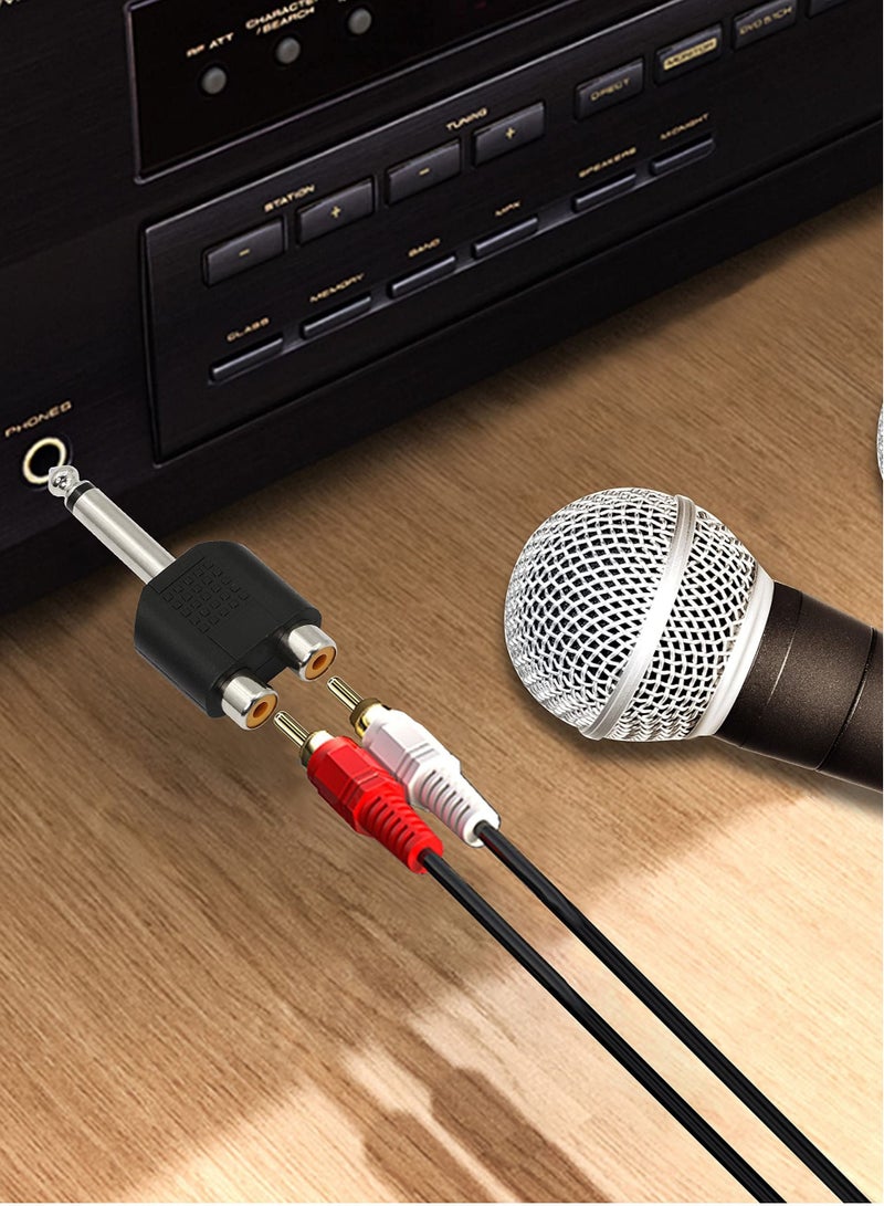 Captaintech 6.35mm Male to 2 RCA Female Audio Jack, Two RCA F Stereo Interconnect Audio Adapter, Mono Plug to 2 RCA Jack Splitter, Stereo Jack Male to RCA Female Adapter - Image 2