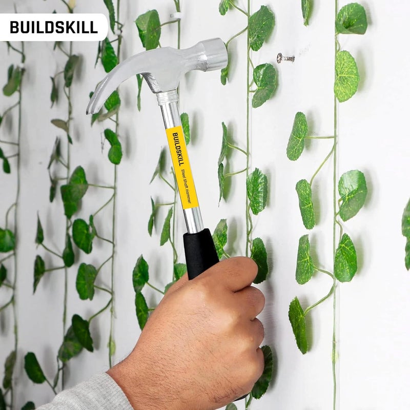 BUILDSKILL مطرقة عمود فولاذي 8 أونصات - رأس فولاذي مطروق لقوة ومتانة فائقة - أدوات نجارة للأعمال الخشبية، المنزلية والمحترفة، 2 في 1 مجموعة مخلب ورأس مسطح، 400 جرام (عبوة من 1) - Image 3
