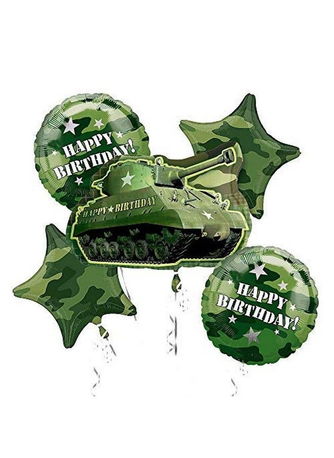 Mayflower Products Army Tank Camouflage Party Supplies Birthday Balloon Bouquet Decorations  - Image 1