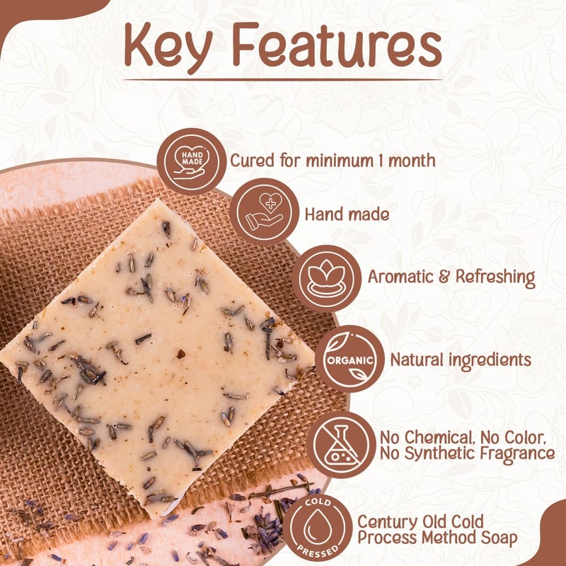 Naturalis Lavender Soaps for Bath Handmade Cold Pressed Soap Infused with lavender oil Natural Luxury Soap for Deep Skin Nourishment Moisturizing and Refreshing 100g - Image 2