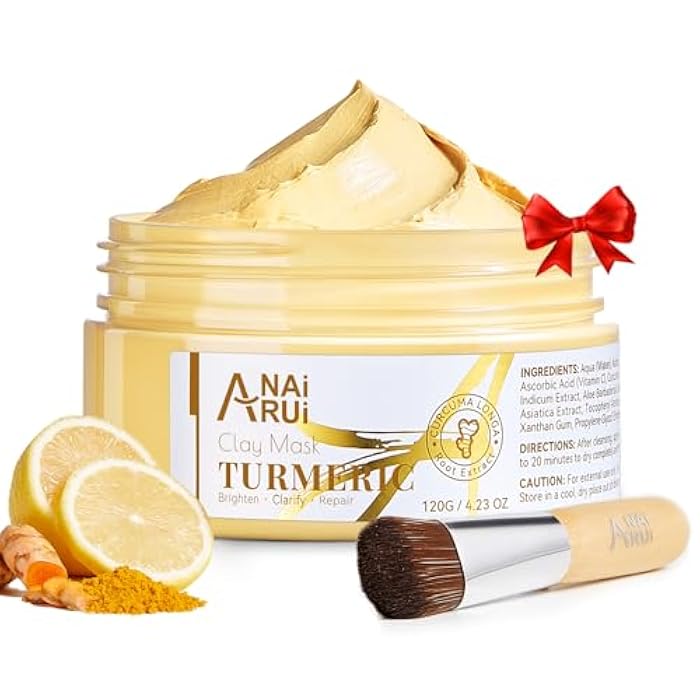 ANAI RUI Turmeric Vitamin C Face Mask, Deeep Cleansing Clay Mask for Dull Skin, Skincare Facial Mask for Refining Pores and Controlling Oil, Smooth & Radiant Skin, Face Skincare Gifts, 4.23 OZ - Image 1