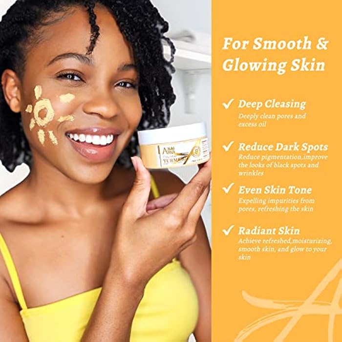 ANAI RUI Turmeric Vitamin C Face Mask, Deeep Cleansing Clay Mask for Dull Skin, Skincare Facial Mask for Refining Pores and Controlling Oil, Smooth & Radiant Skin, Face Skincare Gifts, 4.23 OZ - Image 3