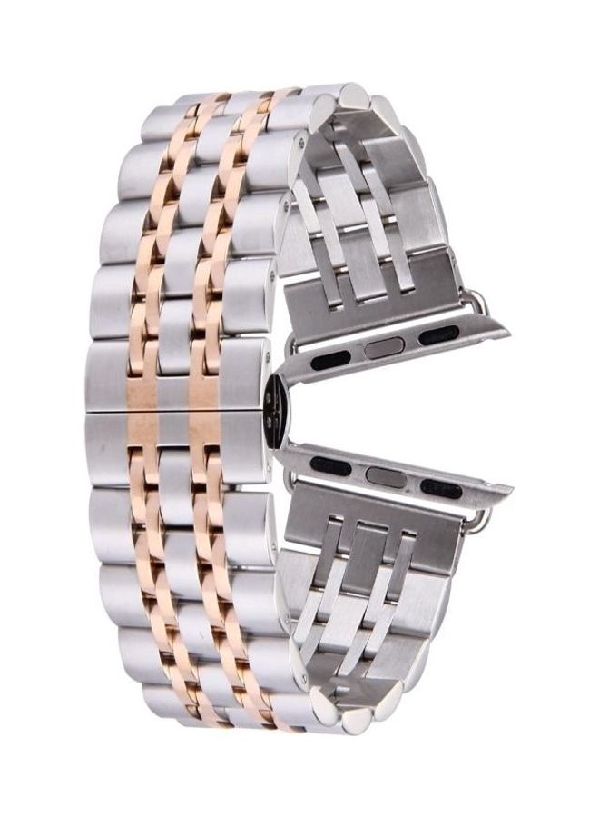 NIBEMINENT Ethnic Replacement Watchband for Apple Watch 38mm Silver/Rose Gold - Image 1