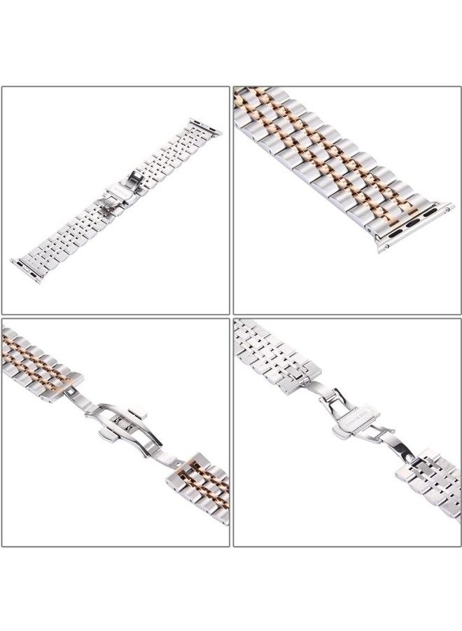 NIBEMINENT Ethnic Replacement Watchband for Apple Watch 38mm Silver/Rose Gold - Image 3