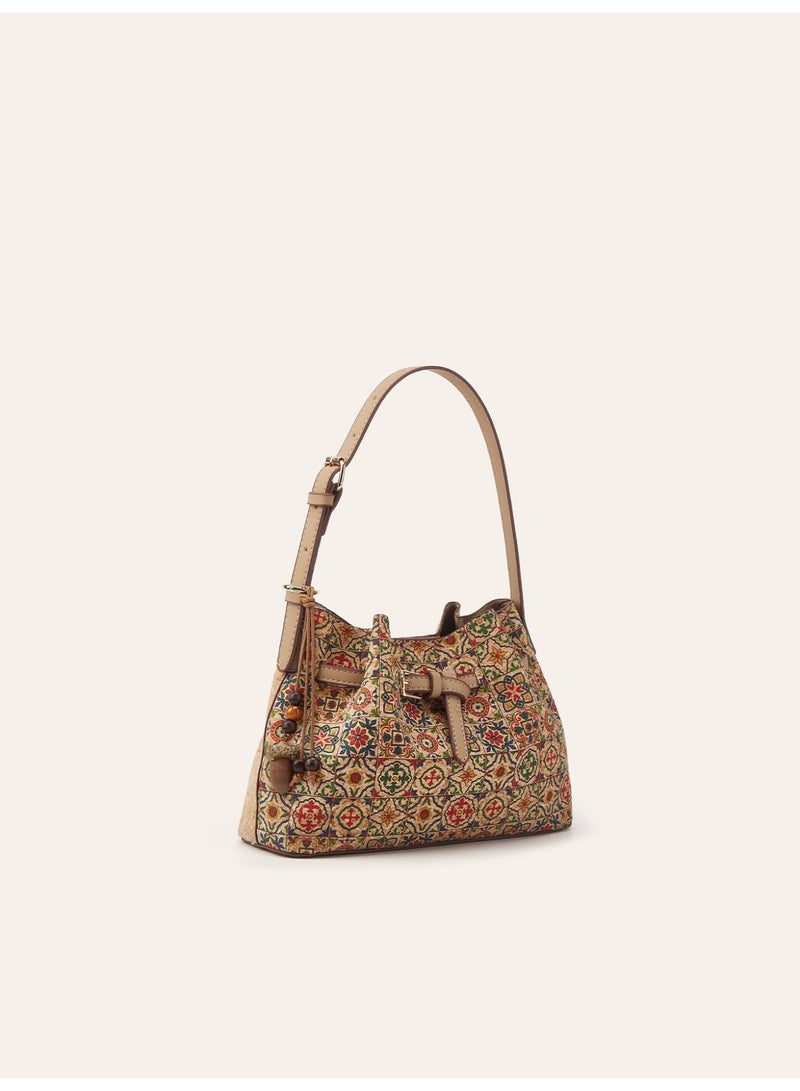 Vintage Mosaic Floral Hobo Shoulder Bag Adjustable Strap Casual Daily Crossbody Handbag - Image 4