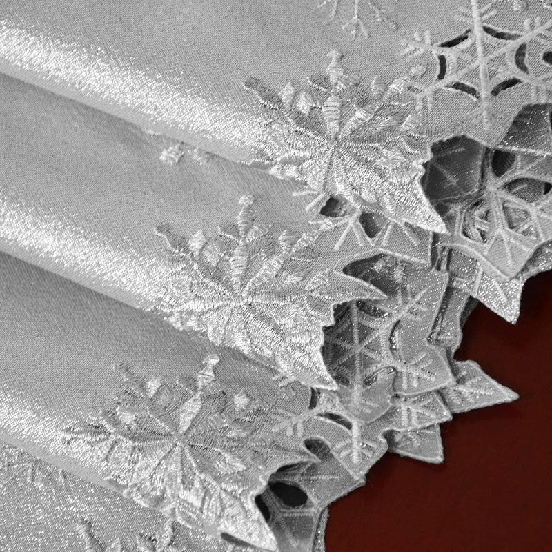 Simhomsen Embroidered Snowflakes Table Runners for Christmas Holiday and Winter (Silver  14 - Image 3