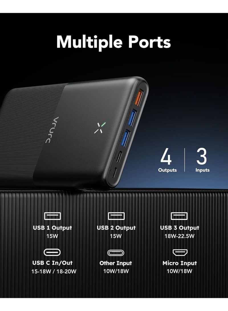 VRURC Power bank 30000mAh,20W Fast Charge PD 18W QC 3.0 USB C Portable Charger Battery Pack With 4 Outputs & 3 Inputs Compatible with iPhone iPad Samsung Huawei Phones Tablet and More - Image 3