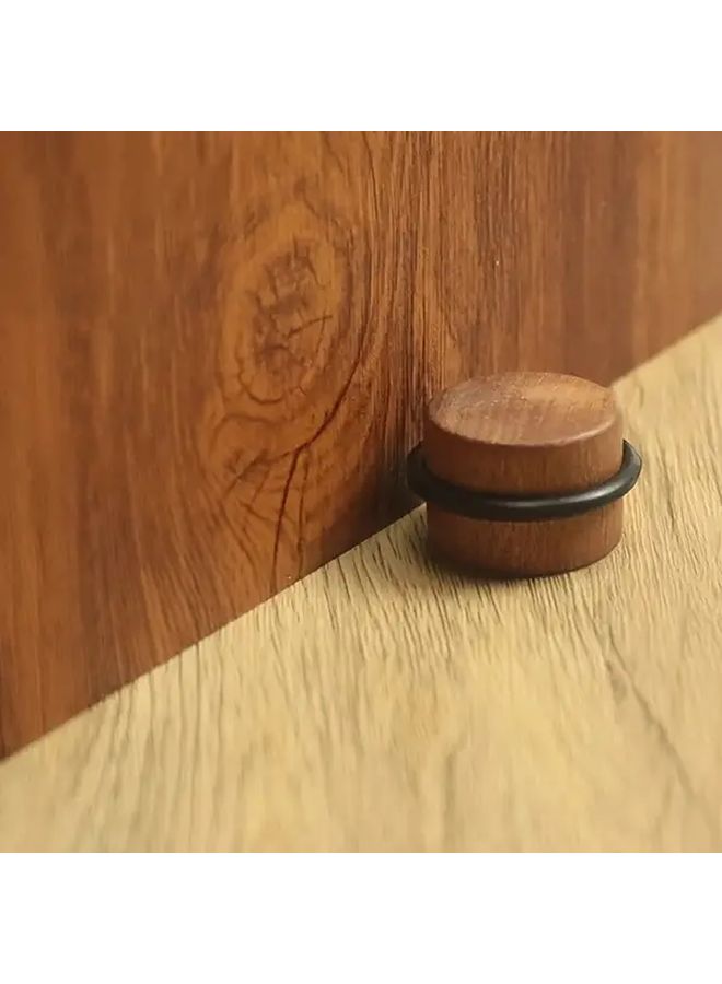 Dark Wooden Door Stop No Drill Anti Collision Adhesive Installation Wall Floor Protector - Image 4