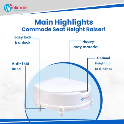 Welimark Portable 6-INCH with LID Plastic Toilet Commode Seat Raiser with Lid Cover - Perfect for Handicap, Knee Patients, and Senior Citizens (6 inch with lid) - Image 5
