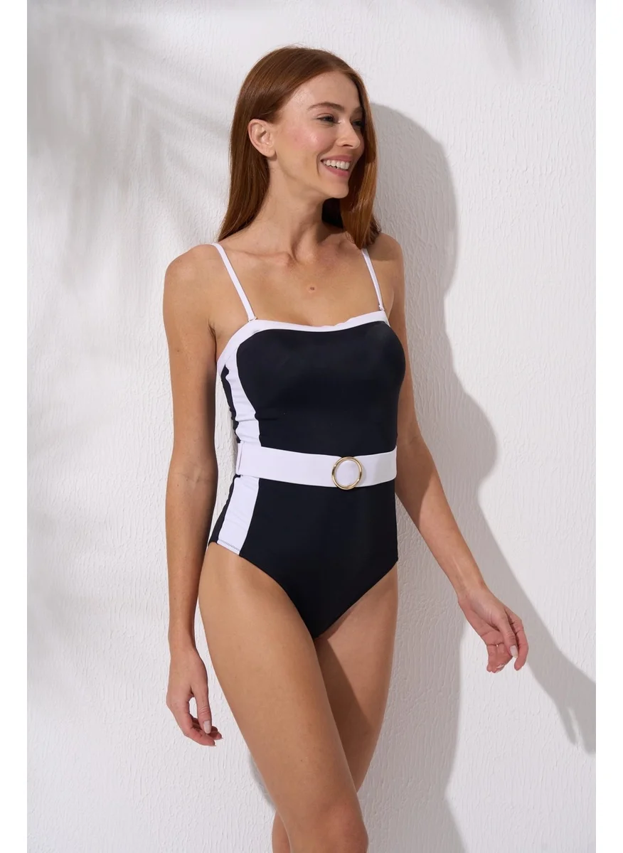 بيير كاردان Belted Strapless Swimsuit 241102-YS