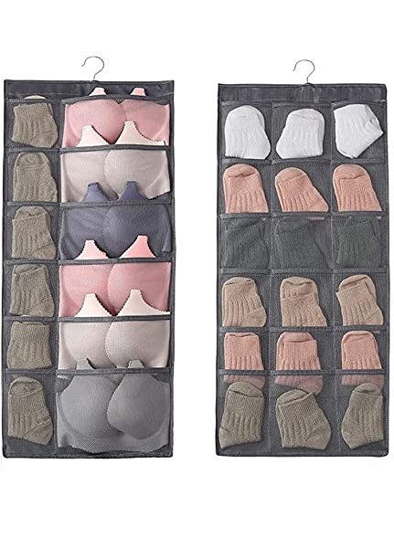 NFI essentials NFI essentials Double Sided 30 Pockets Clear Hanging Bag for Storage Organizer of Socks BraUnderwear Holding Necklaces Bracelets Rings Earrings etc  - Image 1