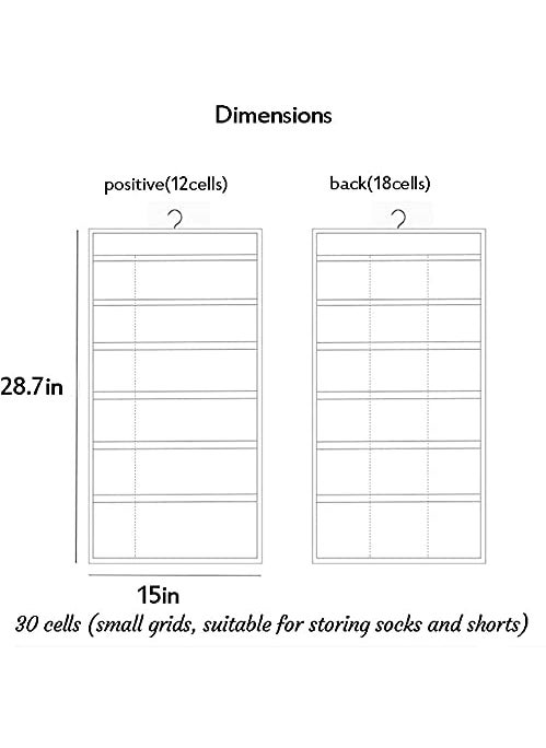 NFI essentials NFI essentials Double Sided 30 Pockets Clear Hanging Bag for Storage Organizer of Socks BraUnderwear Holding Necklaces Bracelets Rings Earrings etc  - Image 3