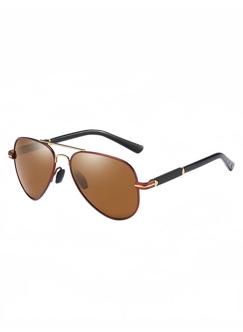 Classic pilot sunglasses, UV400 lightweight metal frame polarized men's sunglasses, suitable for desert driving, beach daily outdoor activities - Image 1