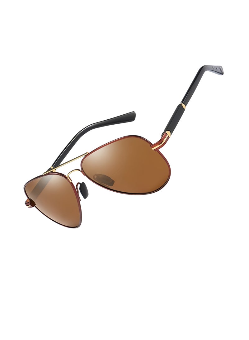 Classic pilot sunglasses, UV400 lightweight metal frame polarized men's sunglasses, suitable for desert driving, beach daily outdoor activities - Image 3