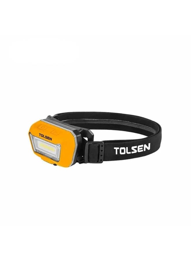 Tolsen 60012 Rechargeable LED Headlamp – 300 Lumens, Motion Sensor, IP65 Waterproof – 3W COB LED Industrial Headlight