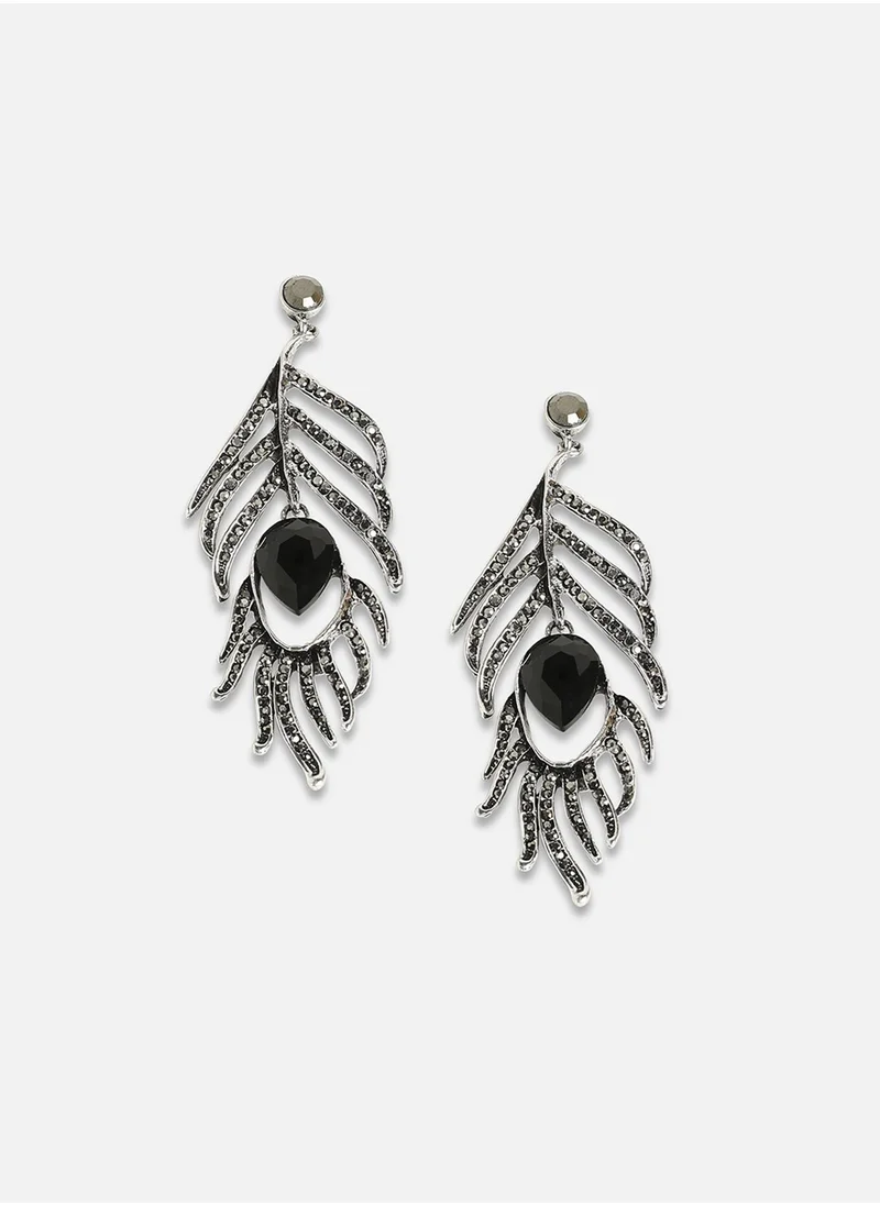 SOHI Stone Leaf Drop Earrings