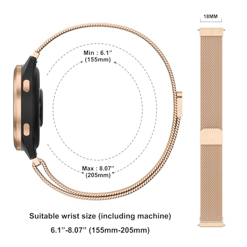 Meliya 18mm Metal Bands for Garmin Venu 3S / Venu 4 41mm / Venu 2S / Vivoactive 4S / Vivomove 3S / Forerunner 265s Watch Bands, Quick Release Stainless Steel Metal Replacement Wristband Strap for Garmin Forerunner 255s/265s Bands Women Men (Rose Gold) - Image 5