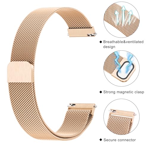Meliya 18mm Metal Bands for Garmin Venu 3S / Venu 4 41mm / Venu 2S / Vivoactive 4S / Vivomove 3S / Forerunner 265s Watch Bands, Quick Release Stainless Steel Metal Replacement Wristband Strap for Garmin Forerunner 255s/265s Bands Women Men (Rose Gold) - Image 4