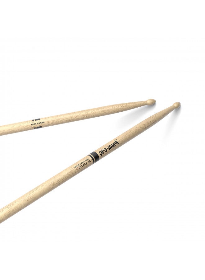 ProMark Drum Sticks - Classic Attack 5A Shira Kashi Oak Drumsticks, Oval Wood Tip, One Pair - Image 1
