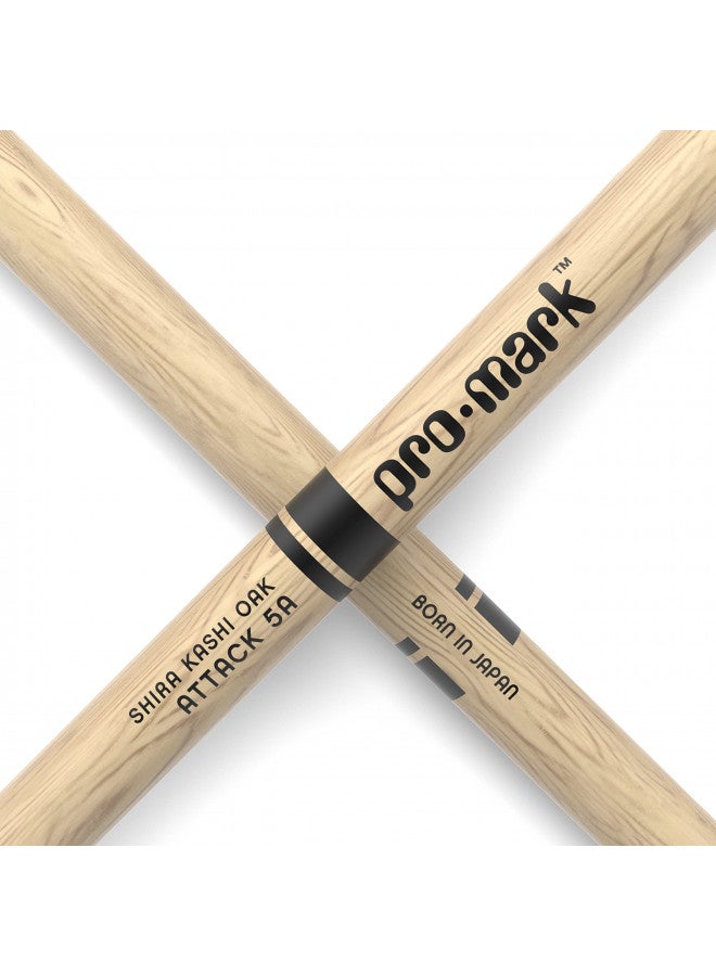 ProMark Drum Sticks - Classic Attack 5A Shira Kashi Oak Drumsticks, Oval Wood Tip, One Pair - Image 4