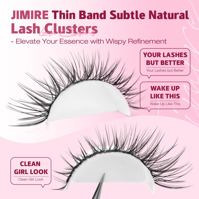 JIMIRE Natural Lash Clusters Wispy Eyelash Clusters 192Pcs C-Curly Cluster Eyelash Extensions 8-16MM PestaÃ±as Postizas Naturales Lash Extensions Easy to Apply DIY at Home by Self - Image 5