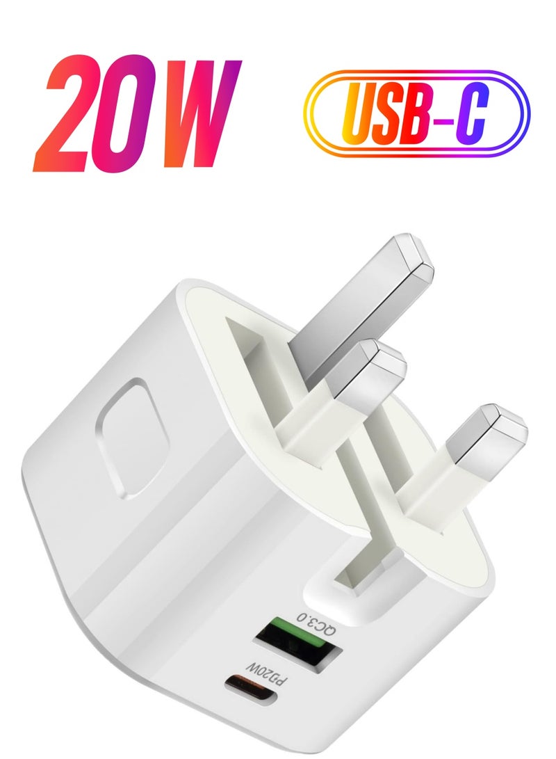 ELTRAZONE USB C Charger 20W Fast Charge Wall Plug, 2 Ports PD&QC 3.0 Fast Charger Plug Compatible for iPhone 13/13 Pro 12/12 Pro/12 Pro Max/11/XS/XR, iPad, Galaxy, Huawei etc  - Image 1
