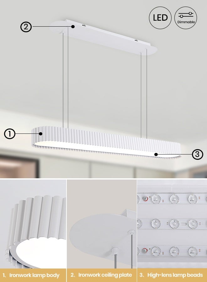 YATAI LIGHTING Modern White Oval LED Chandelier, 54W Dimmable Chandelier Light with Remote, Adjustable Height, 3000K to 6000K Tri Color Ceiling Fixture for Bedroom, Dining Room and Modern Living Spaces,100cm - Image 4