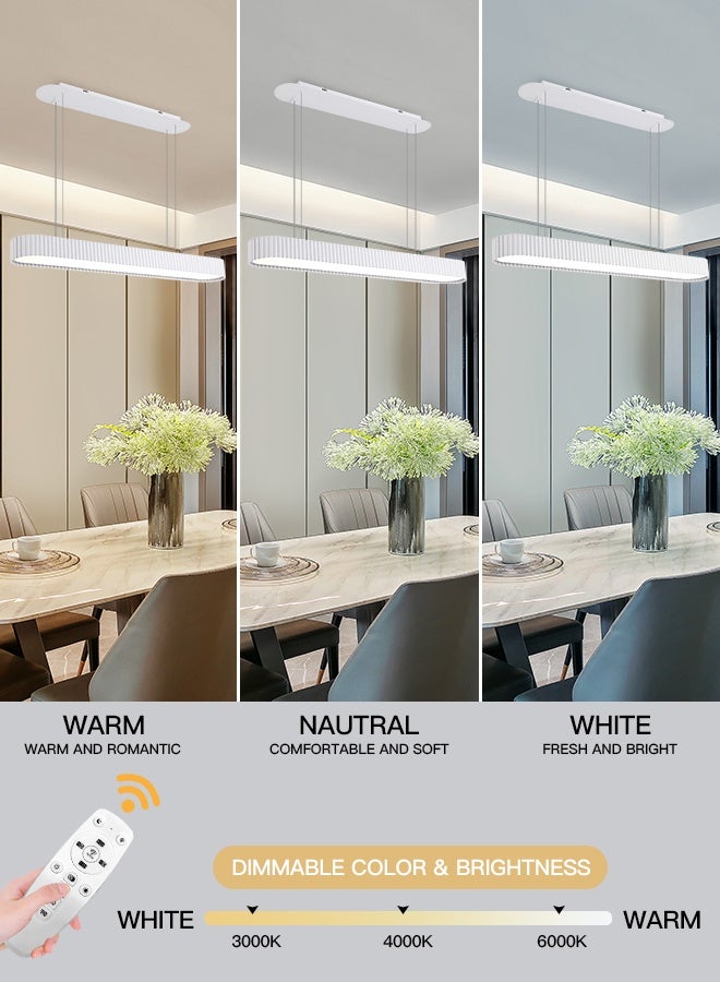 YATAI LIGHTING Modern White Oval LED Chandelier, 54W Dimmable Chandelier Light with Remote, Adjustable Height, 3000K to 6000K Tri Color Ceiling Fixture for Bedroom, Dining Room and Modern Living Spaces,100cm - Image 3