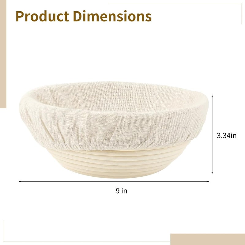 4 Pcs Round Proofing Baskets for Sourdough Baking, Woven Rattan, Includes Cloth Liners, Perfect for Home Use and Restaurants - Image 2