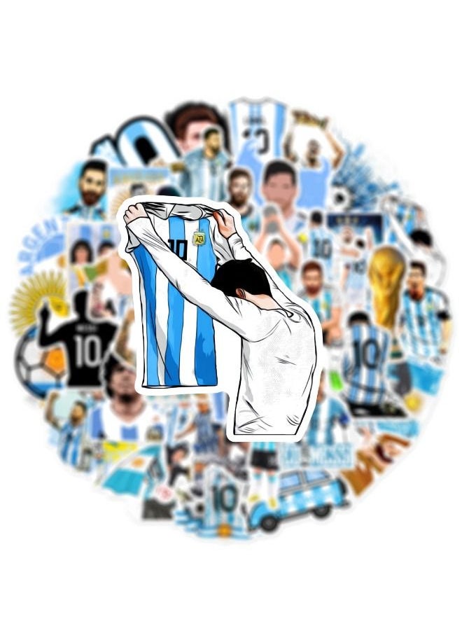 Generic - 50-Piece Messi Stickers, World Cup Football Sticker, Waterproof Stickers for Laptop,Skateboard, Water Bottles,Computer,Phone,Guitar, Stickers for Kids Teens Adult - Image 1